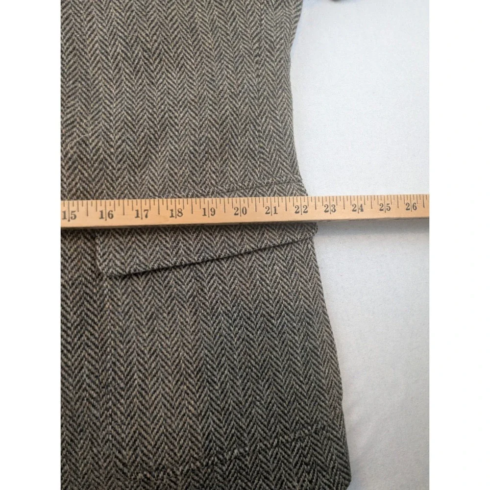 Corbin Ltd Tweed Wool Men Herringbone Sport Coat Blazer Gray Brown USA Lrg Vtg